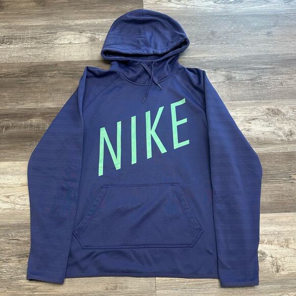 Nike Purple Mens L Big Chest Brand Spellout‎ Sporty Athletic Swoosh Hoodie - Picture 1 of 9